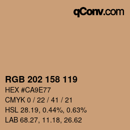 カラーコード: RGB 202 158 119 | qconv.com