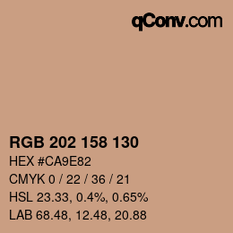 颜色代码: RGB 202 158 130 | qconv.com