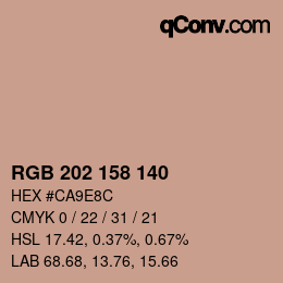 颜色代码: RGB 202 158 140 | qconv.com