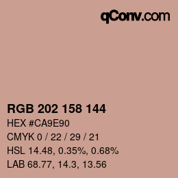Color code: RGB 202 158 144 | qconv.com