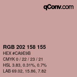 カラーコード: RGB 202 158 155 | qconv.com