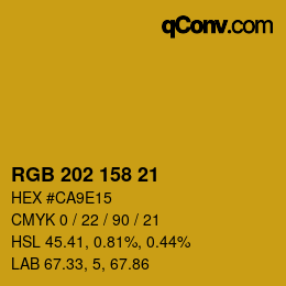 カラーコード: RGB 202 158 21 | qconv.com