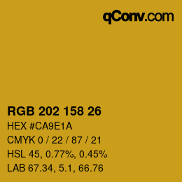 カラーコード: RGB 202 158 26 | qconv.com