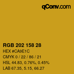 颜色代码: RGB 202 158 28 | qconv.com