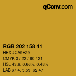 颜色代码: RGB 202 158 41 | qconv.com