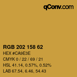 颜色代码: RGB 202 158 62 | qconv.com