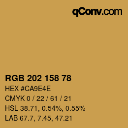 カラーコード: RGB 202 158 78 | qconv.com