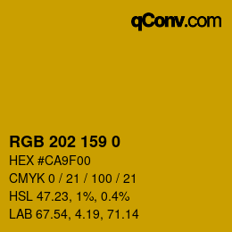 Color code: RGB 202 159 0 | qconv.com