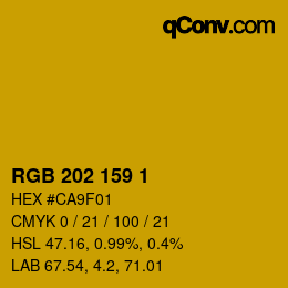 カラーコード: RGB 202 159 1 | qconv.com