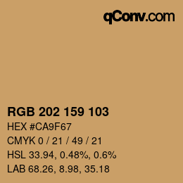 カラーコード: RGB 202 159 103 | qconv.com