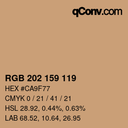 颜色代码: RGB 202 159 119 | qconv.com