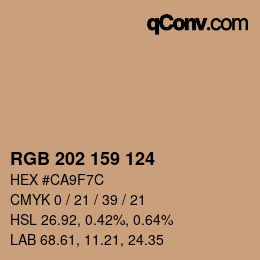 Color code: RGB 202 159 124 | qconv.com