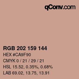 Color code: RGB 202 159 144 | qconv.com