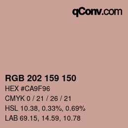 颜色代码: RGB 202 159 150 | qconv.com