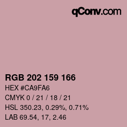 颜色代码: RGB 202 159 166 | qconv.com
