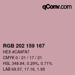カラーコード: RGB 202 159 167 | qconv.com
