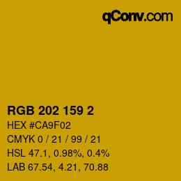 颜色代码: RGB 202 159 2 | qconv.com