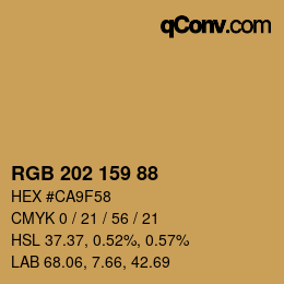 カラーコード: RGB 202 159 88 | qconv.com