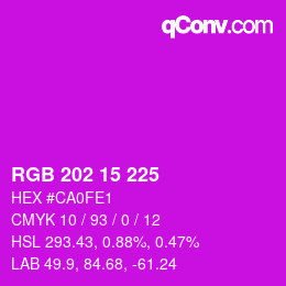 Farbcode: RGB 202 15 225 | qconv.com