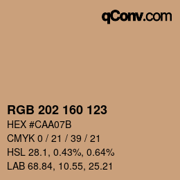 カラーコード: RGB 202 160 123 | qconv.com