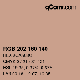 颜色代码: RGB 202 160 140 | qconv.com