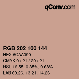 颜色代码: RGB 202 160 144 | qconv.com
