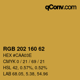 カラーコード: RGB 202 160 62 | qconv.com