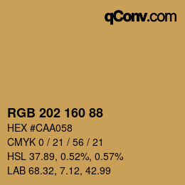 Color code: RGB 202 160 88 | qconv.com