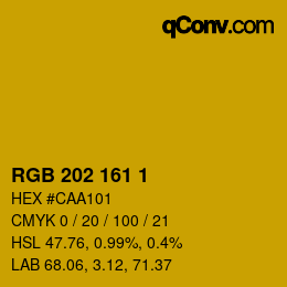 カラーコード: RGB 202 161 1 | qconv.com