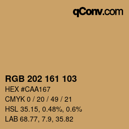 カラーコード: RGB 202 161 103 | qconv.com