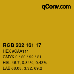颜色代码: RGB 202 161 17 | qconv.com