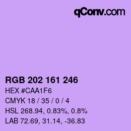 Color code: RGB 202 161 246 | qconv.com