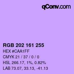 Color code: RGB 202 161 255 | qconv.com