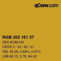 カラーコード: RGB 202 161 37 | qconv.com