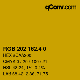 カラーコード: RGB 202 162.4 0 | qconv.com