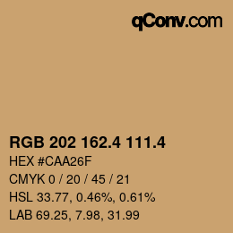 カラーコード: RGB 202 162.4 111.4 | qconv.com