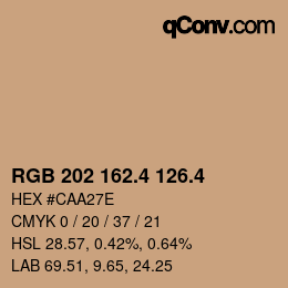 カラーコード: RGB 202 162.4 126.4 | qconv.com