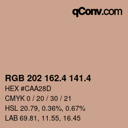 カラーコード: RGB 202 162.4 141.4 | qconv.com