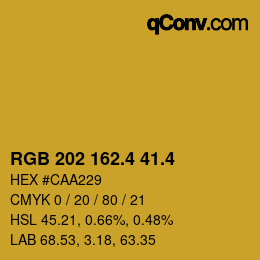 カラーコード: RGB 202 162.4 41.4 | qconv.com