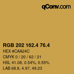 カラーコード: RGB 202 162.4 76.4 | qconv.com