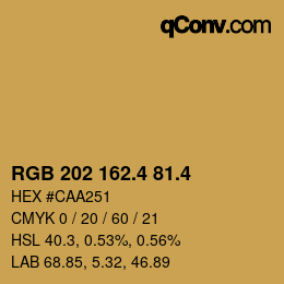 カラーコード: RGB 202 162.4 81.4 | qconv.com