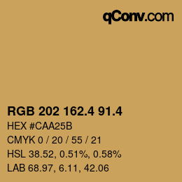カラーコード: RGB 202 162.4 91.4 | qconv.com
