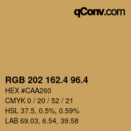 カラーコード: RGB 202 162.4 96.4 | qconv.com