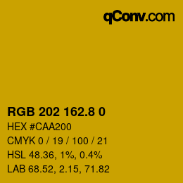カラーコード: RGB 202 162.8 0 | qconv.com