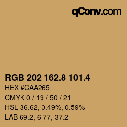 カラーコード: RGB 202 162.8 101.4 | qconv.com