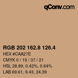 カラーコード: RGB 202 162.8 126.4 | qconv.com