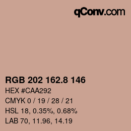 カラーコード: RGB 202 162.8 146 | qconv.com