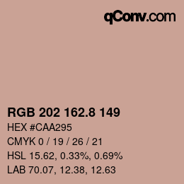 カラーコード: RGB 202 162.8 149 | qconv.com
