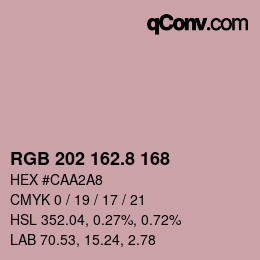 カラーコード: RGB 202 162.8 168 | qconv.com