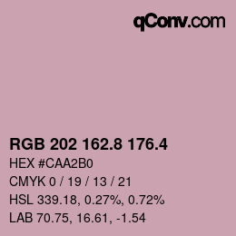 カラーコード: RGB 202 162.8 176.4 | qconv.com